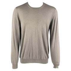 PRADA Size XL Grey Cashmere Silk Crew-Neck Pullover