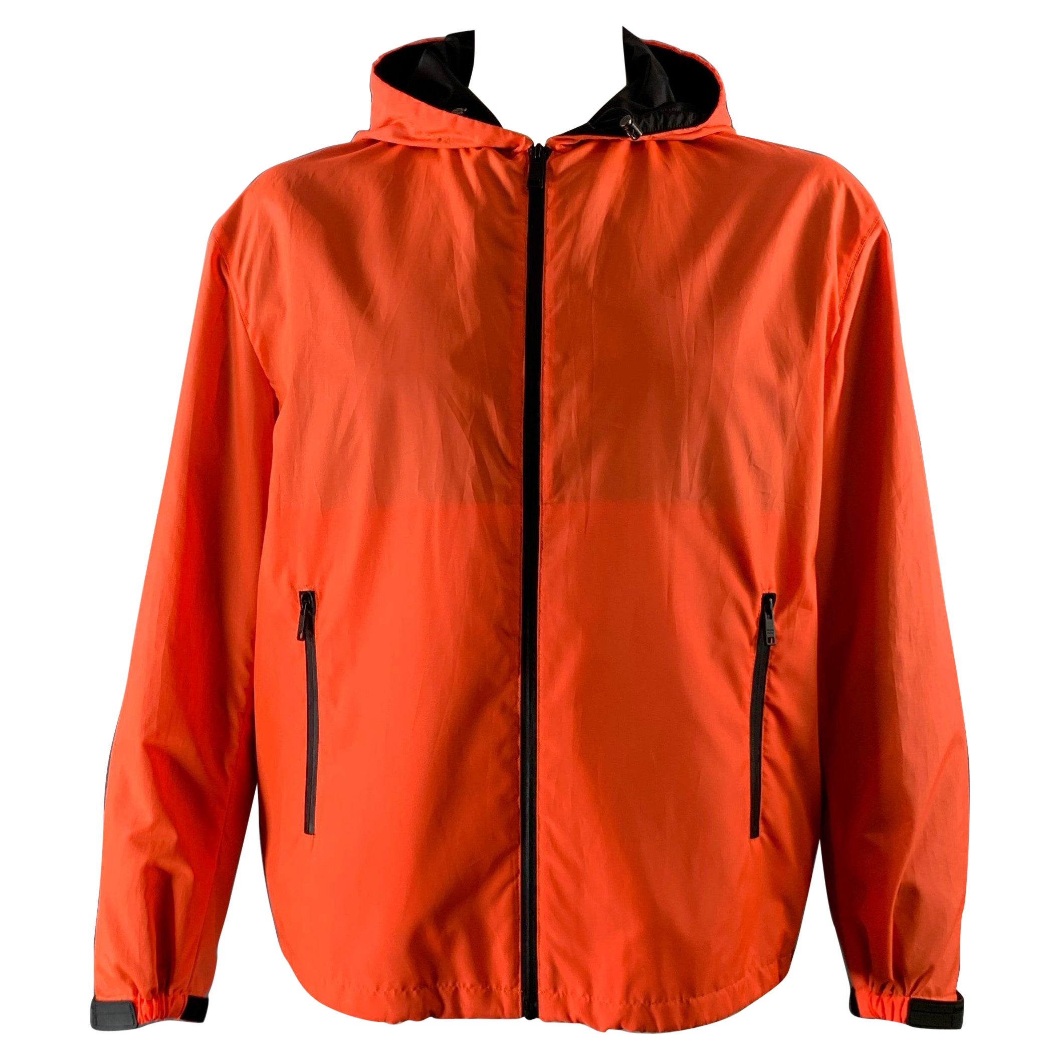 PRADA Size XL Orange Black Polyester Zip Up Jacket