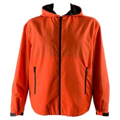 PRADA Size XL Orange Black Polyester Zip Up Jacket