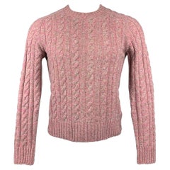 PRADA Size XS Rose Grey Cable Knit Wool / Cashmere Crew-Neck Sweater