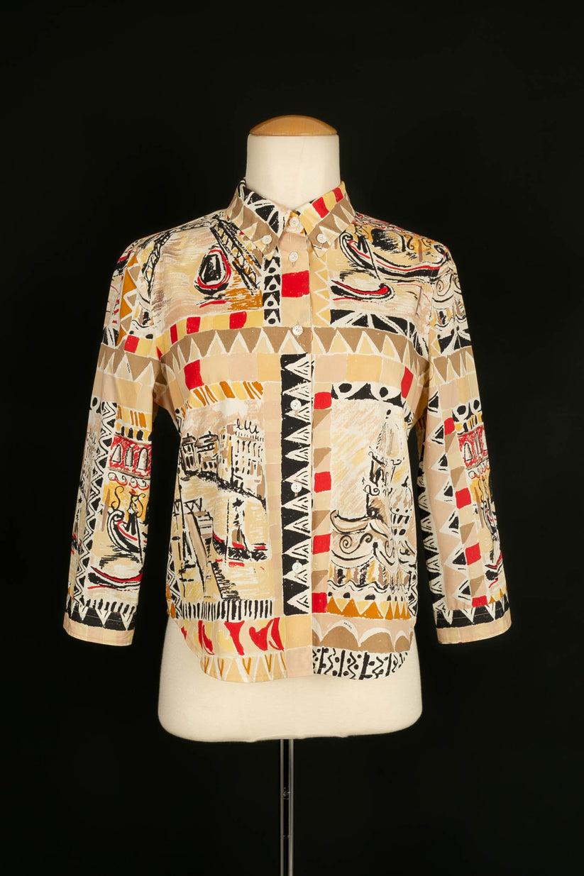 Prada Skirt and Shirt Printed Cotton Set In Excellent Condition For Sale In SAINT-OUEN-SUR-SEINE, FR