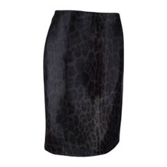 Prada Skirt Pencil Leopard Print Calf Hair   40 / 6  New