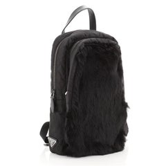 Prada Sling Backpack Fur with Quilted Tessuto