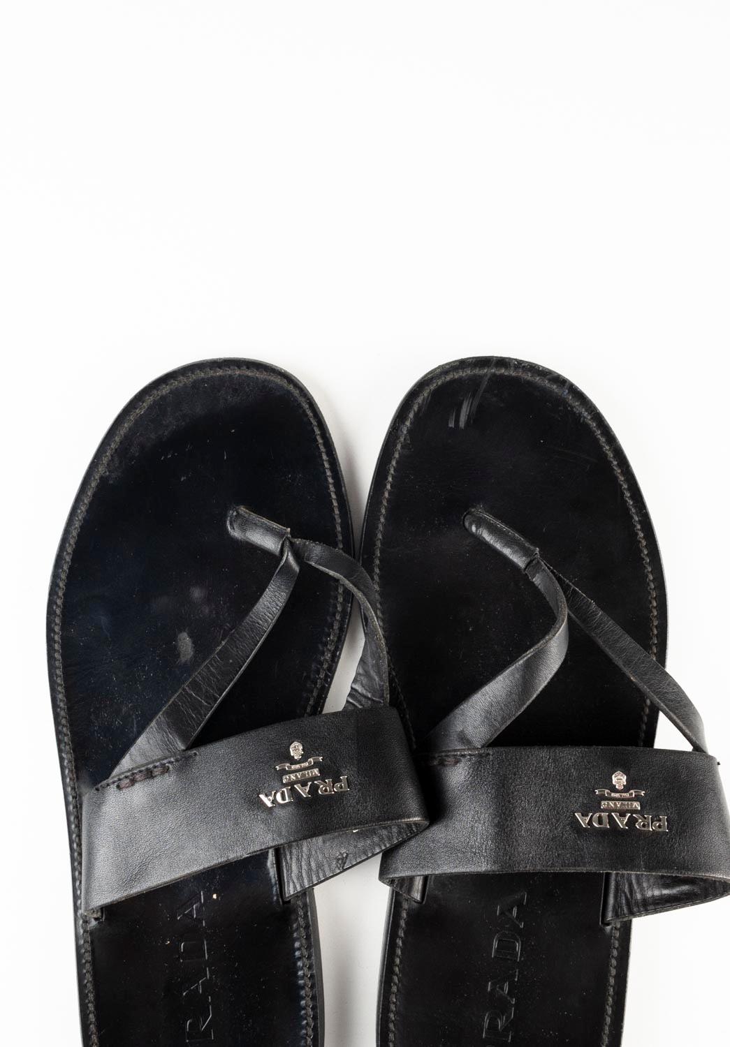 Men's Prada Slippers Leather Sandals Men Shoes Size UK7 EUR41, USA 8, S614 For Sale