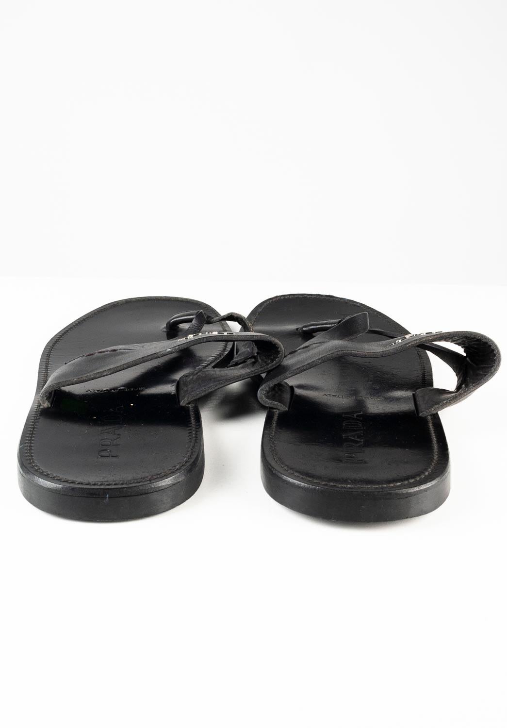 Prada Slippers Leather Sandals Men Shoes Size UK7 EUR41, USA 8, S614 For Sale 1