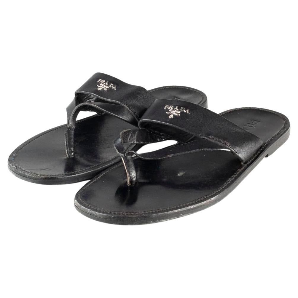Prada Slippers Leather Sandals Men Shoes Size UK7 EUR41, USA 8, S614 For Sale