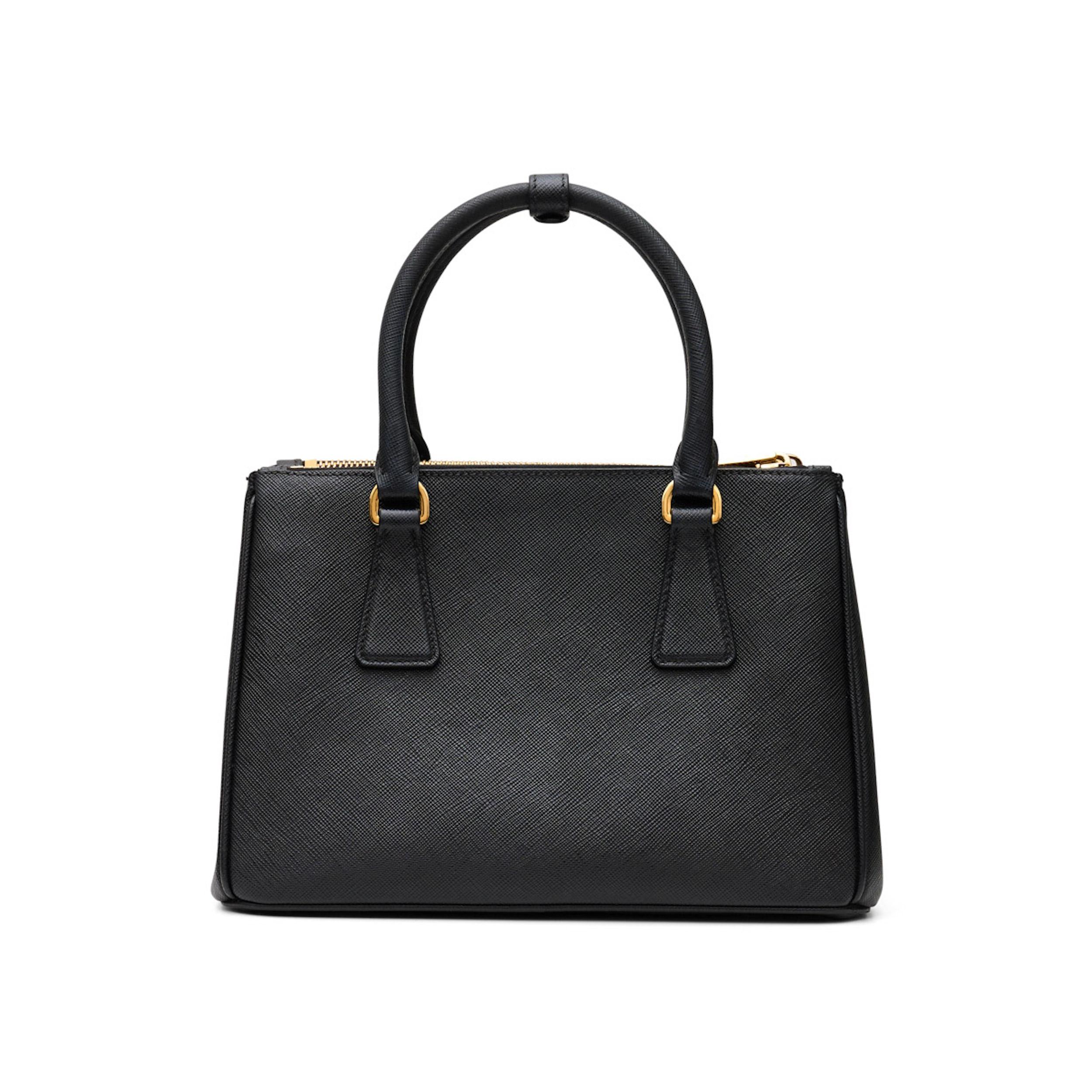 Prada Kleine Galleria Saffiano-Ledertasche (Schwarz)