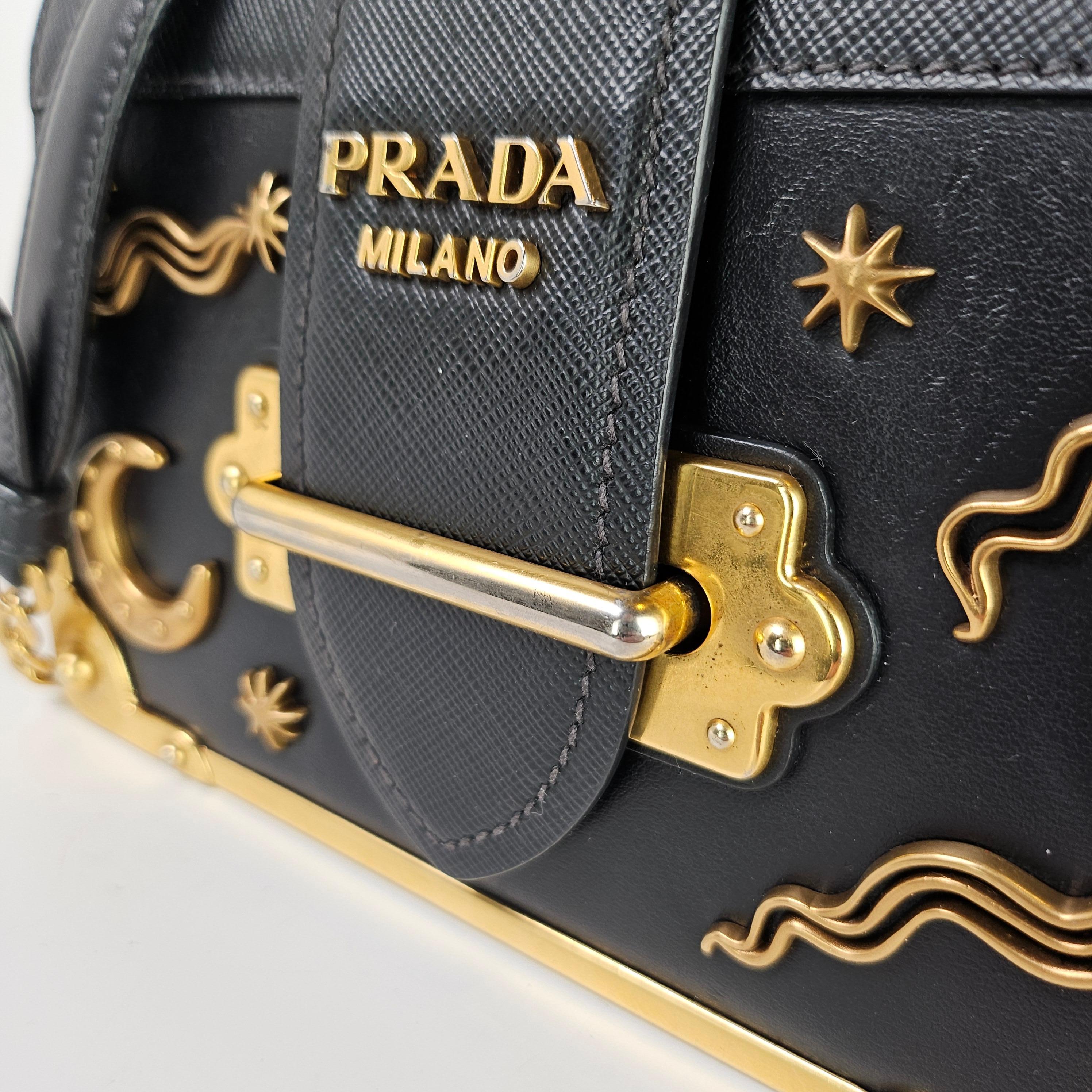 Prada Small Leather Astrology Cahier Gold Hardware Crossbody Bag 1