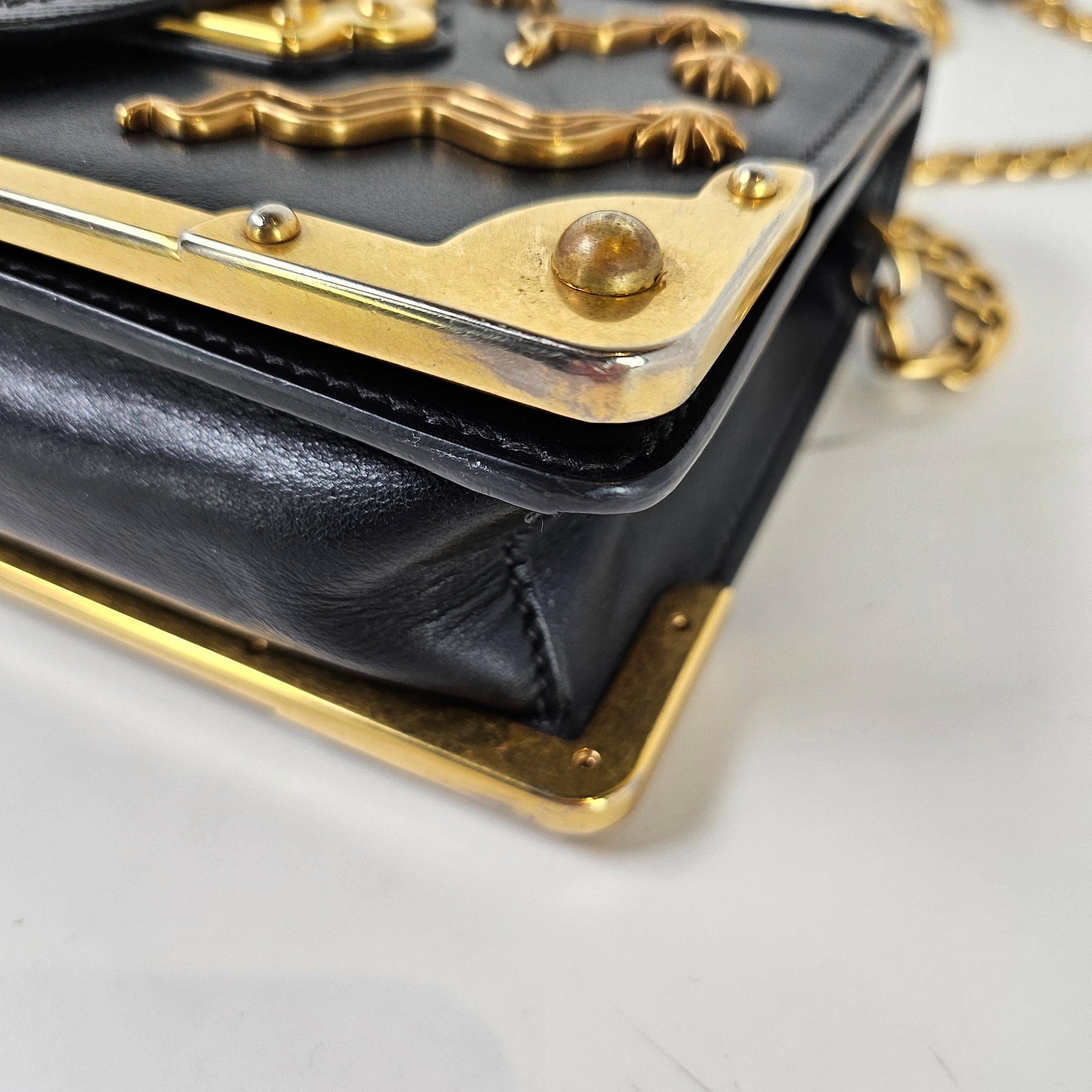 Prada Small Leather Astrology Cahier Gold Hardware Crossbody Bag 2