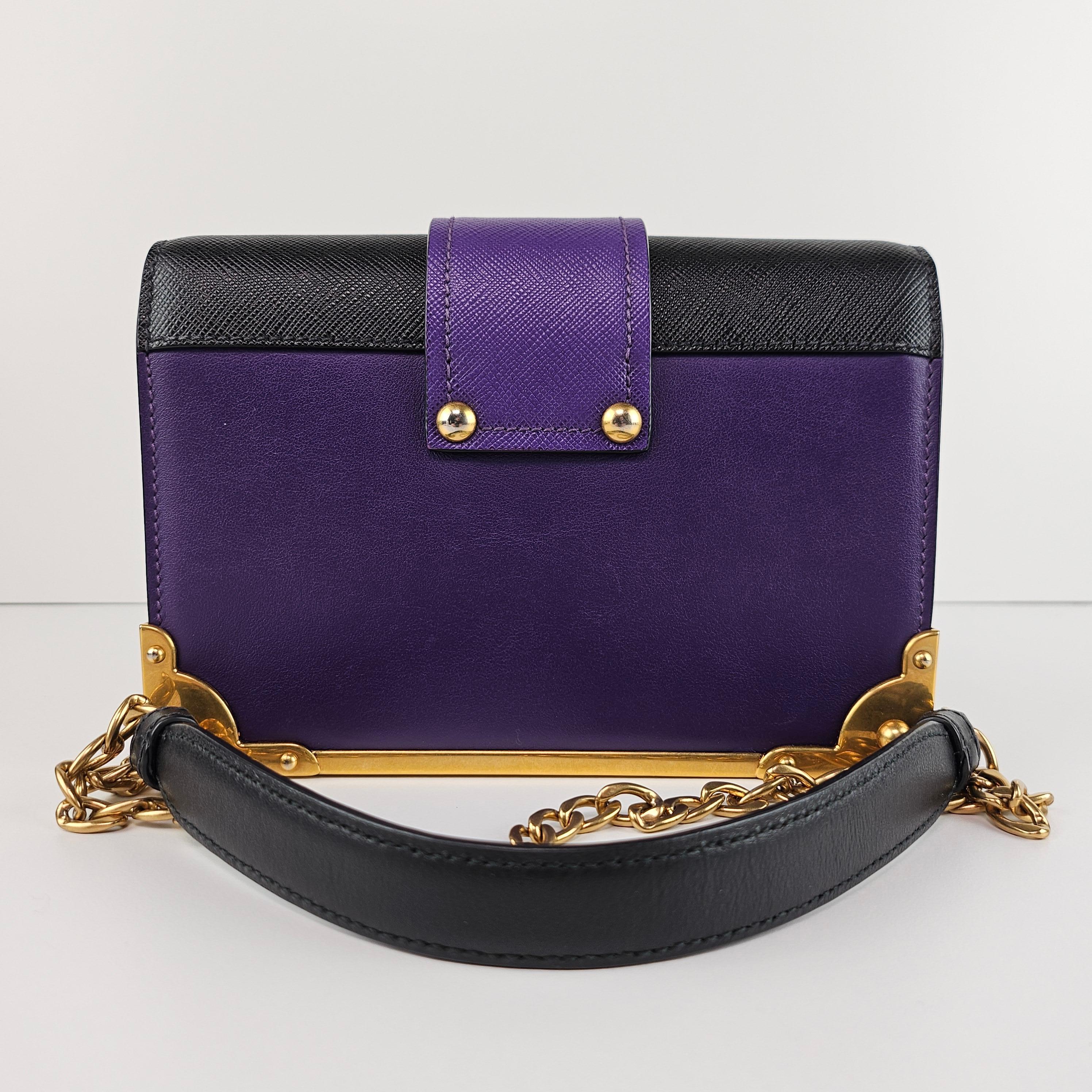 Women's Prada Small Leather Purple Astrology Cahier Crossbody Bag