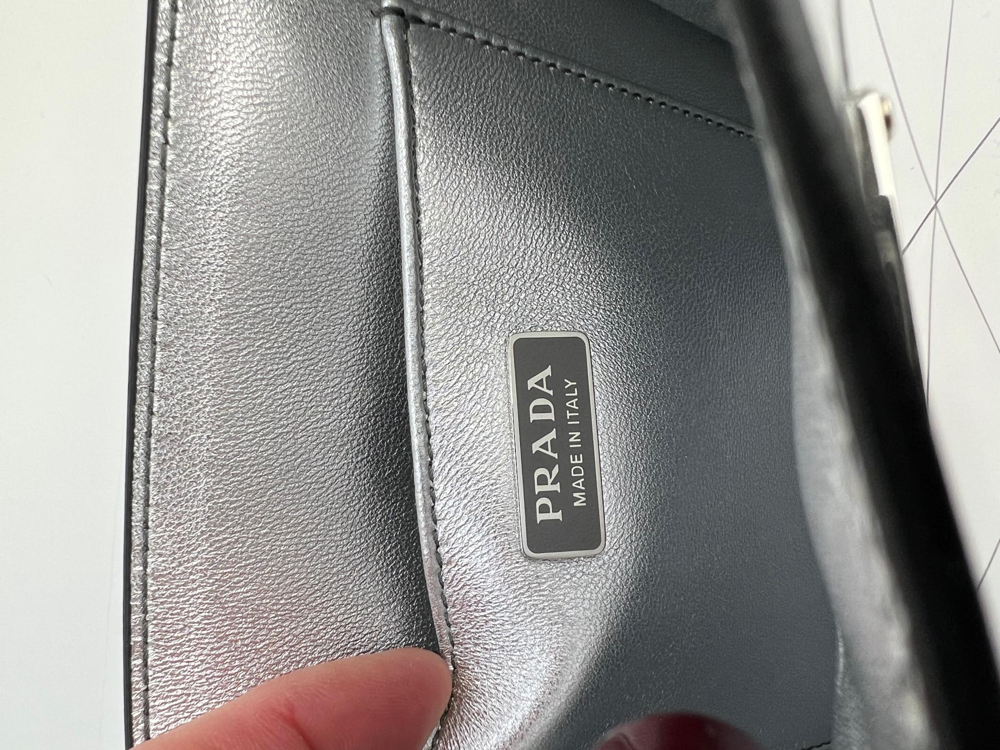 PRADA Small Metallic Leather Tote Bag 8