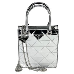 PRADA Small Metallic Leather Tote Bag