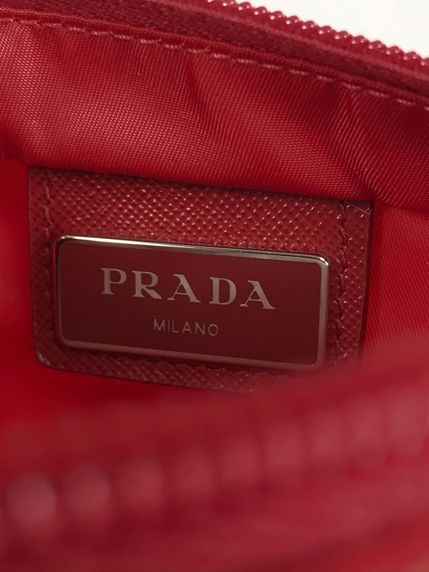 Prada Small Nylon Cross Body Handbag in Red 1
