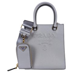 PRADA White Saffiano Leather Mini Galleria Tote at 1stDibs