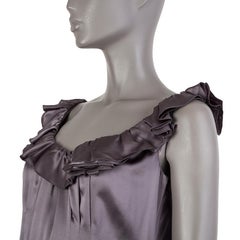 PRADA smokey purple silk RUFFLED Tank TOp Shirt 42 M