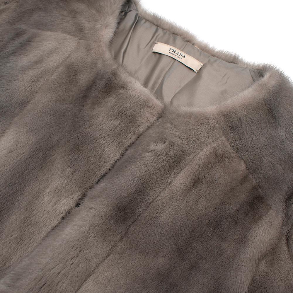 Prada Soft and lightweight grey mink Longline Coat - Size US 6 In Excellent Condition For Sale In London, GB