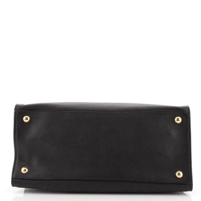 Black Prada Soft Triple Pocket Convertible Tote Saffiano Leather