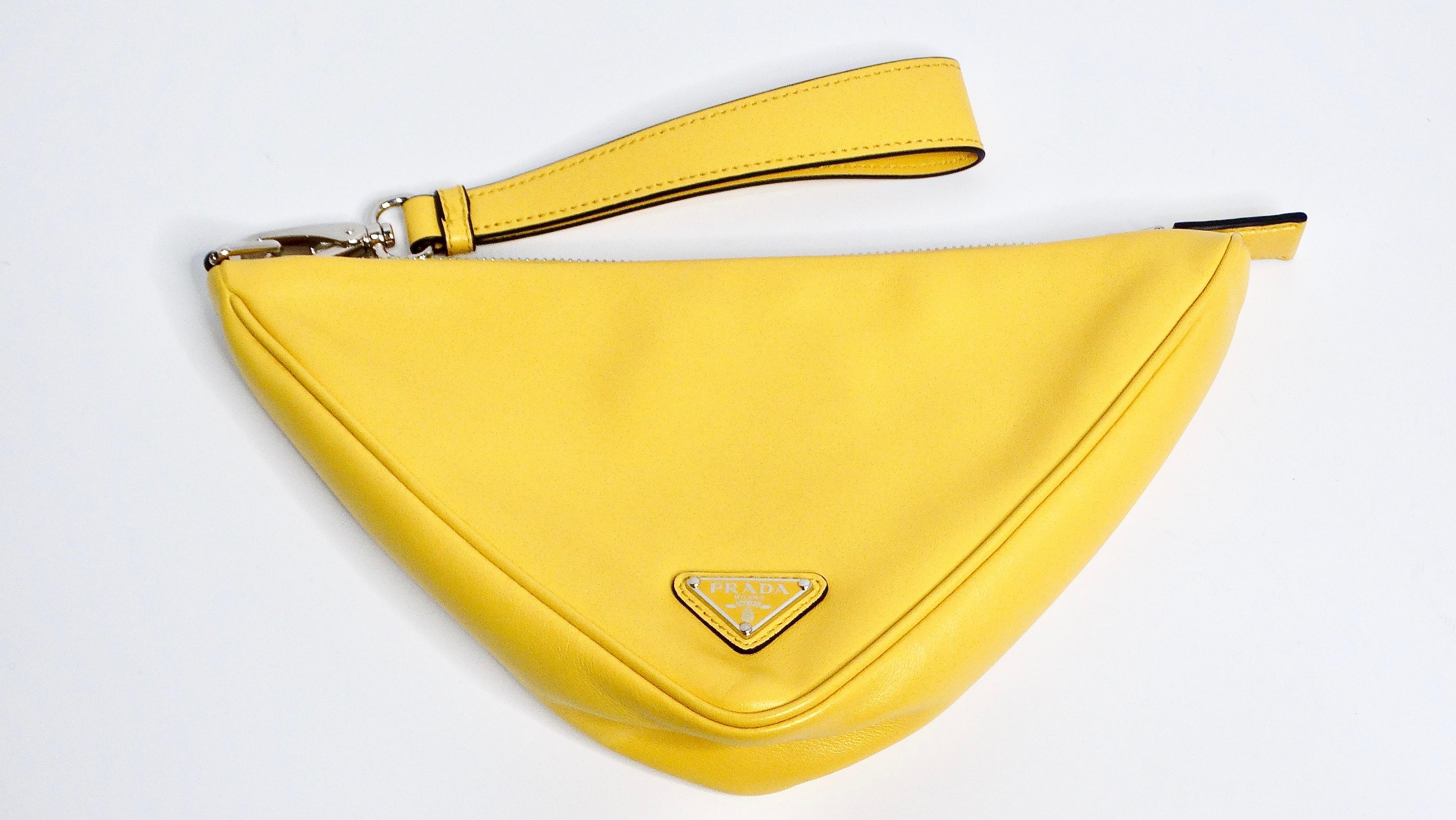 Yellow Prada Sole Grace Triangle Leather Pouch