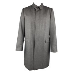 PRADA Solid Charcoal Wool Buttoned Chest Size 46 Coat