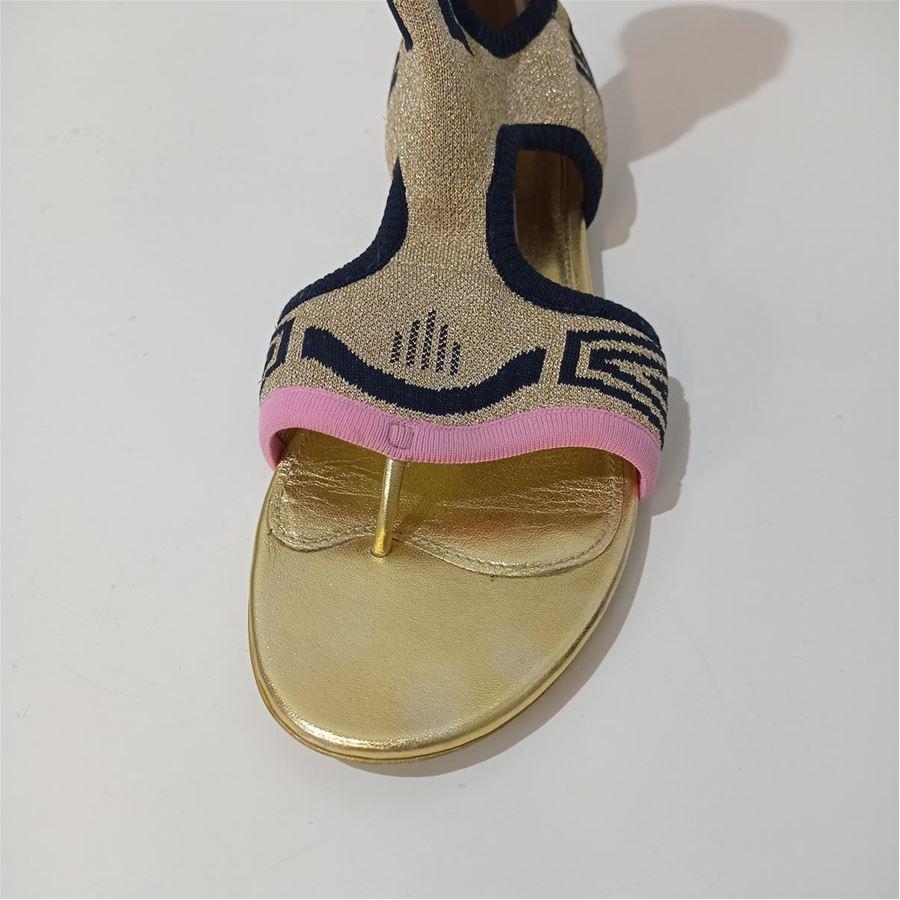 Brown Prada Solid Lurex sandals size 39 1/2 For Sale