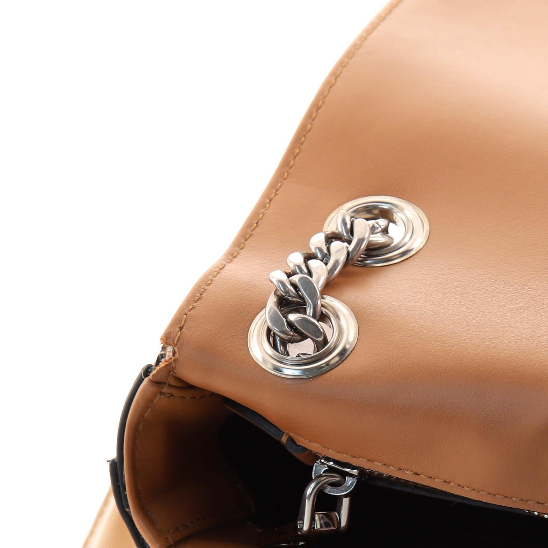 Brown Prada Sound Chain Shoulder Bag Vernice Saffiano Leather Small