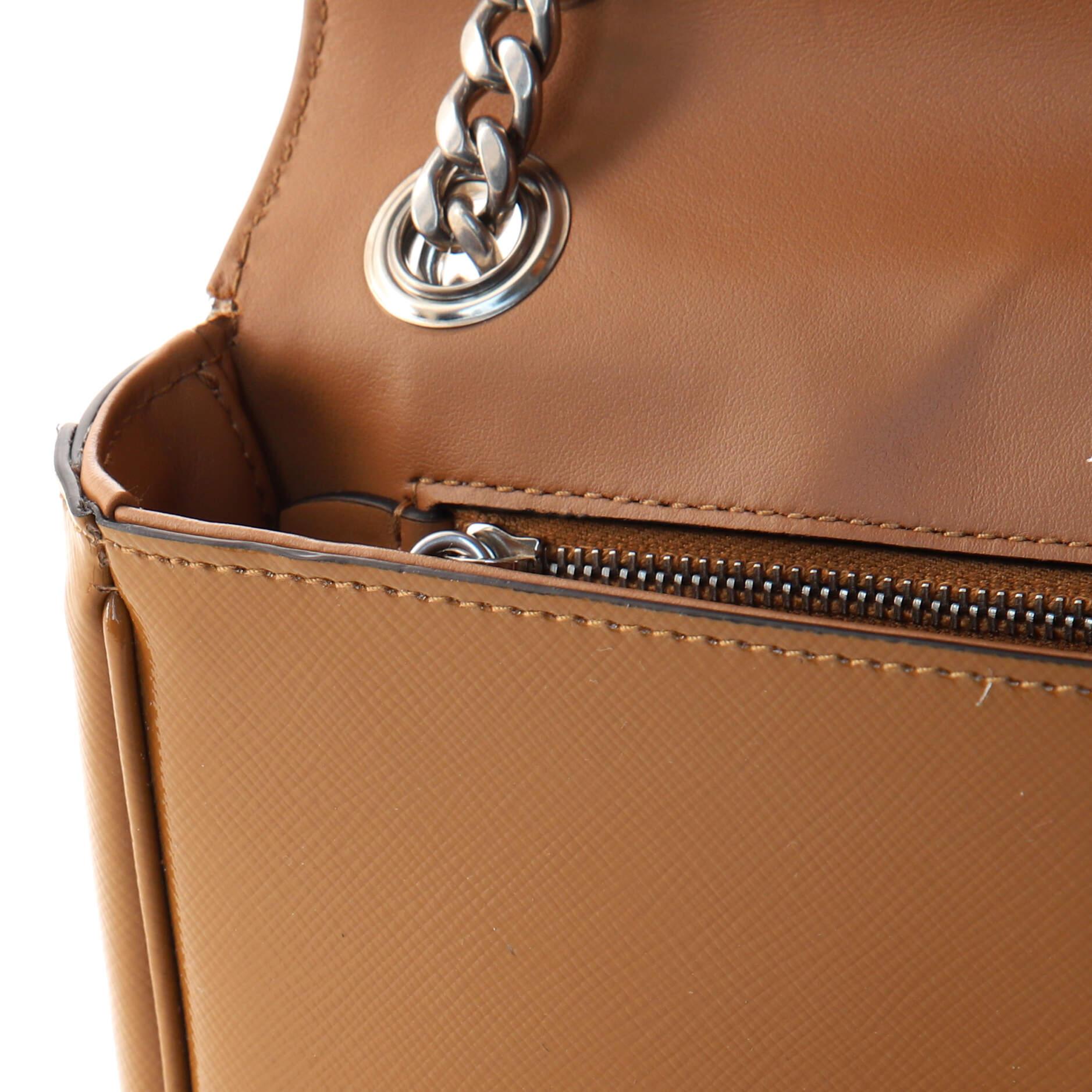 Prada Sound Chain Shoulder Bag Vernice Saffiano Leather Small In Good Condition In NY, NY