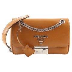 Prada Sound Chain Shoulder Bag Vernice Saffiano Leather Small