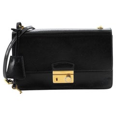 Prada Sound Chain Wallet Vernice Saffiano Leather Small