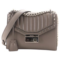Prada Sound Shoulder Bag Studded Quilted Leather Small