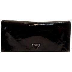 Prada Spazzolato C;assic Black Clutch Handbag