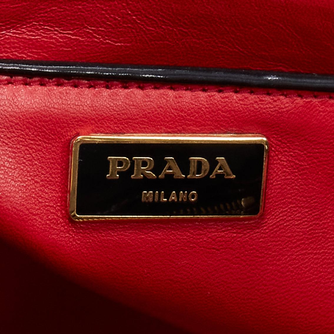 PRADA Spazzolato Parabole black patent leather red edge tote tote For Sale 6