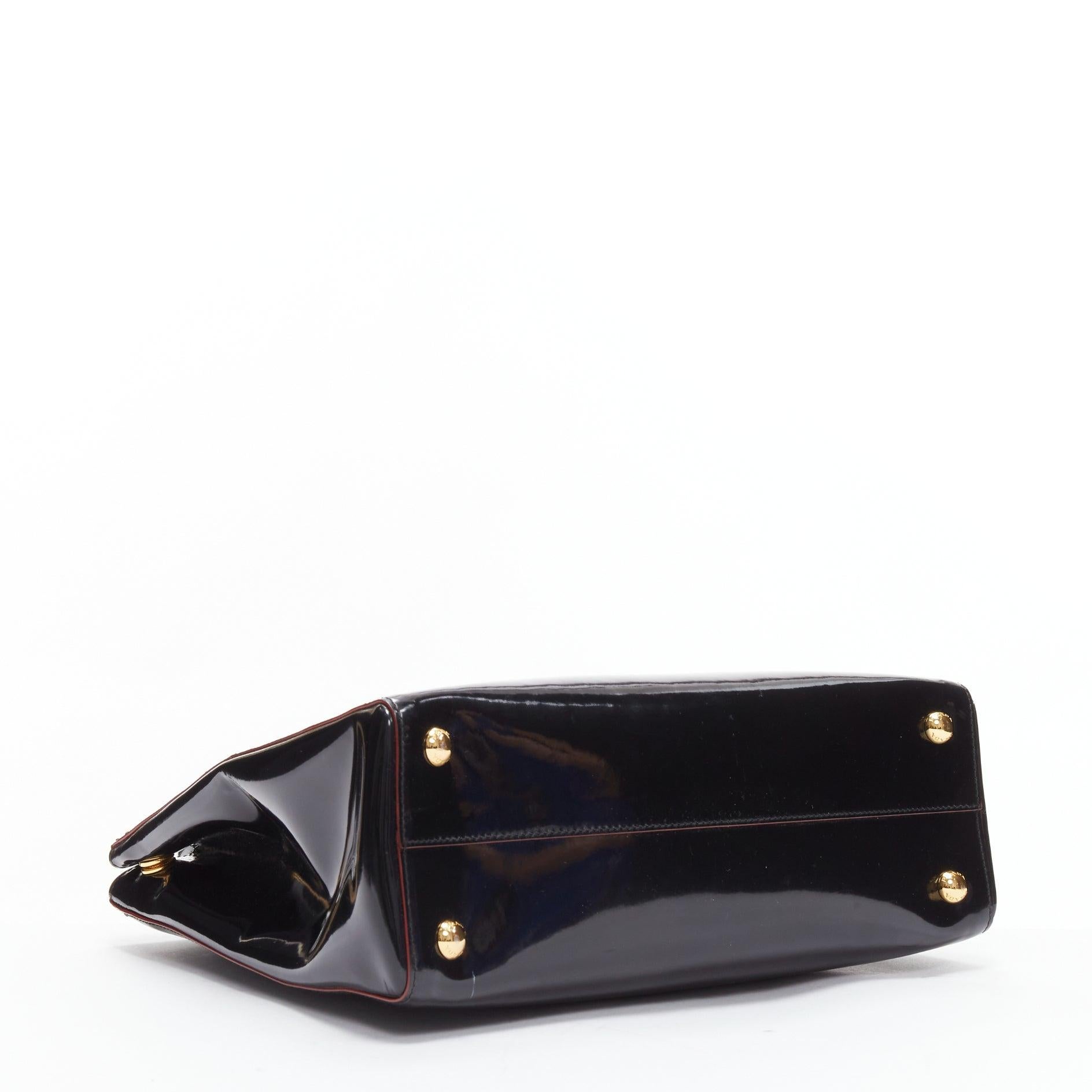 PRADA Spazzolato Parabole black patent leather red edge tote tote For Sale 2