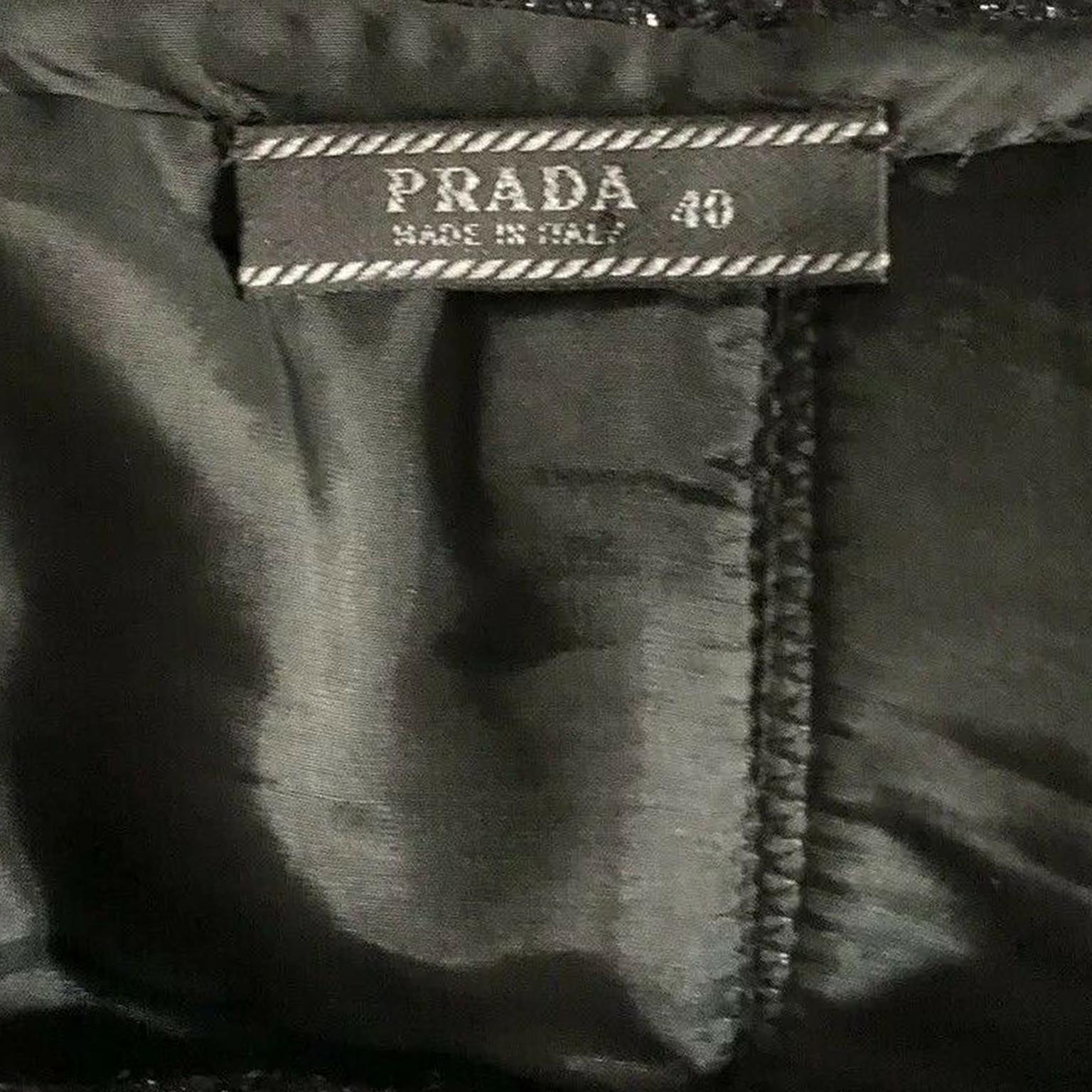 Women's or Men's Prada Split Panel Black Metallic Skirt circa late 90s