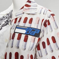 PRADA Split white monkey cherub red lipstick Racing rubber logo shirt S