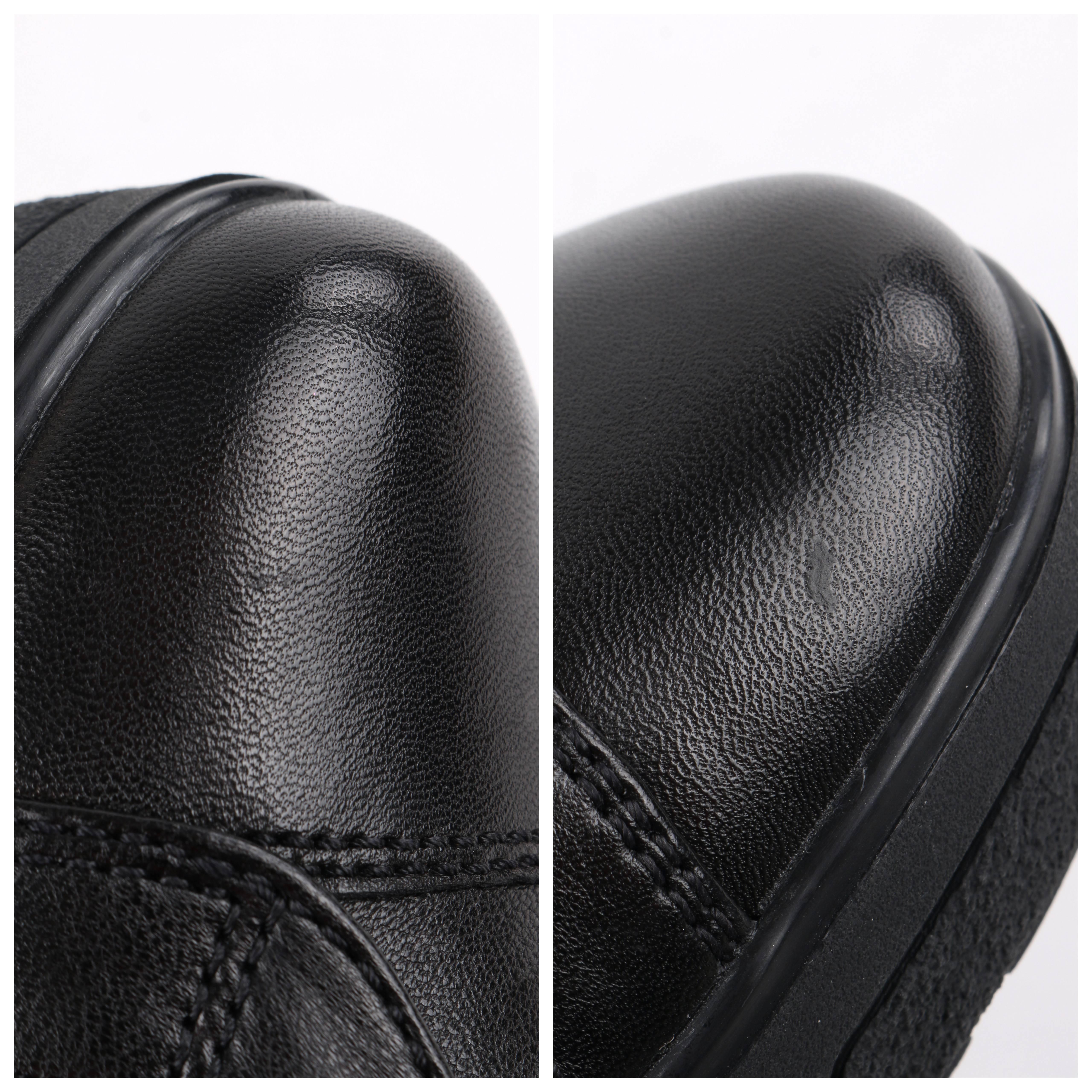 PRADA Sport A/W 2013 Black Vitello Leather Triple Strap Hi Top Wedge Sneakers 7