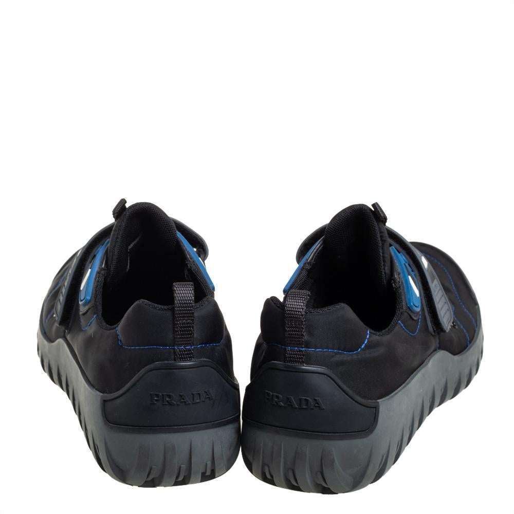 Prada Sport Negro/Azul Zapatillas bajas de nailon y goma con velcro talla 44 1