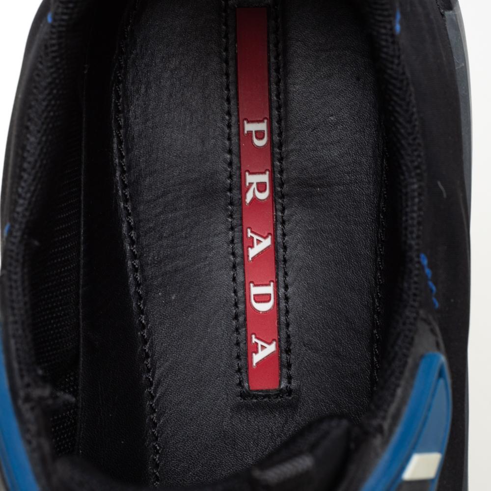 Prada Sport Negro/Azul Zapatillas bajas de nailon y goma con velcro talla 44 3
