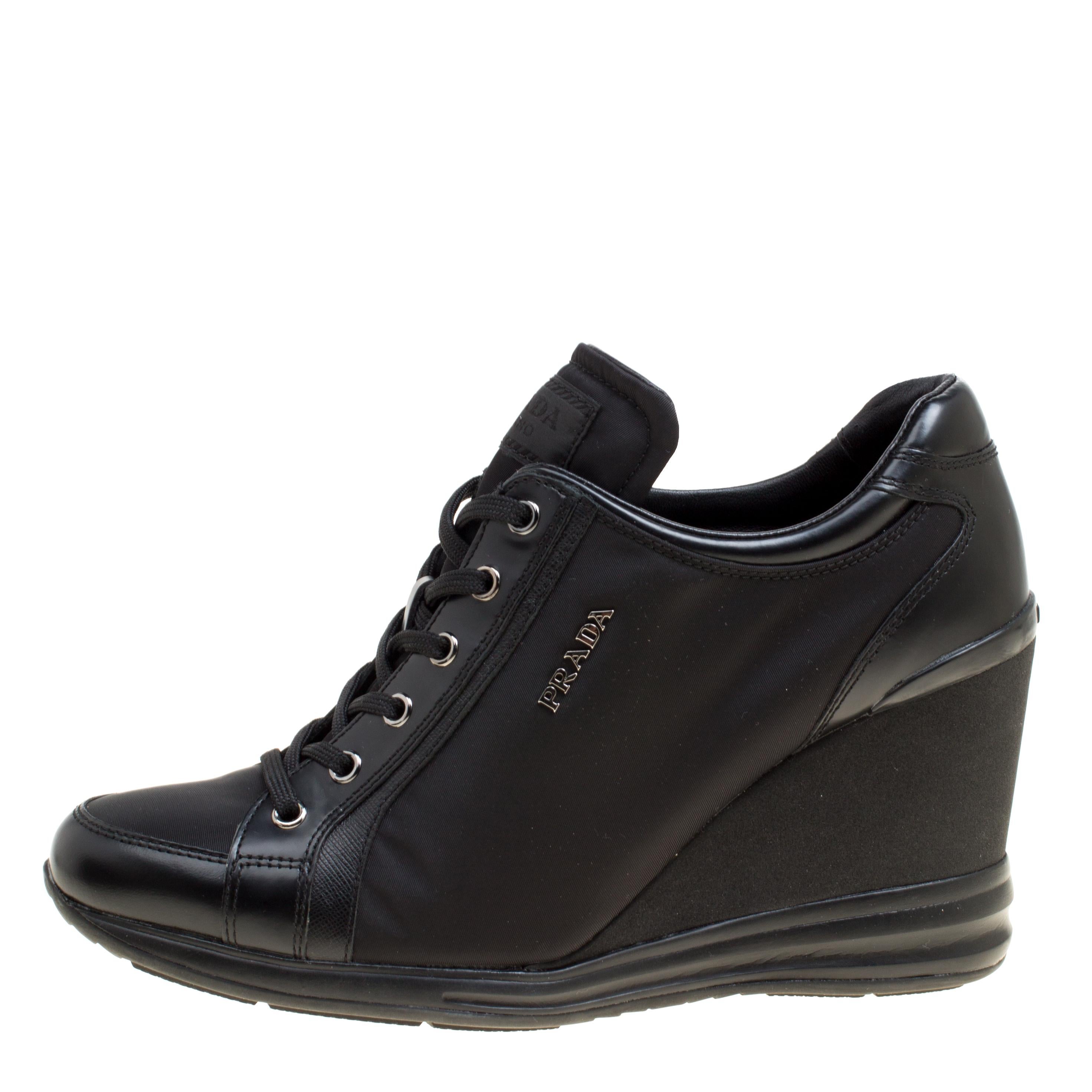 Prada wedge sneakers clearance