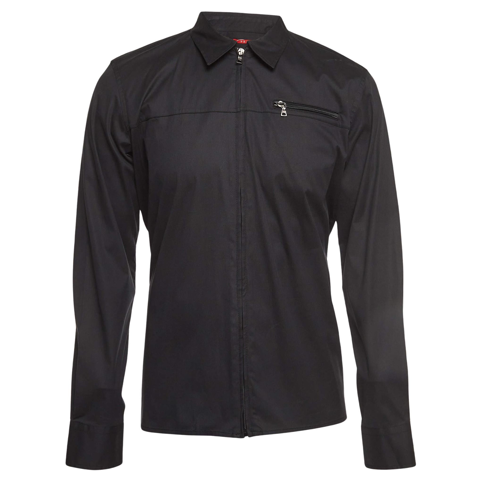 Prada Sport Black Cotton Blend Zipper Jacket L