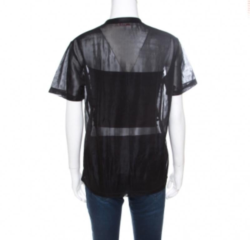 Prada Sport Schwarz Strick Mesh Sheer Kurzarm Top XS im Zustand „Gut“ im Angebot in Dubai, Al Qouz 2