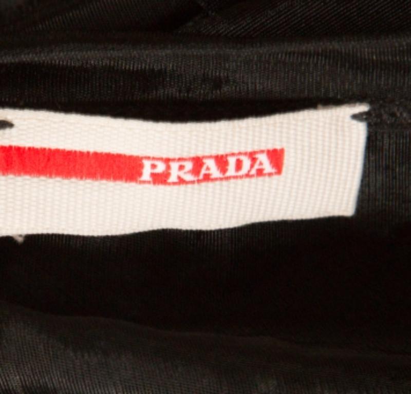 Prada Sport Schwarz Strick Mesh Sheer Kurzarm Top XS im Angebot 1
