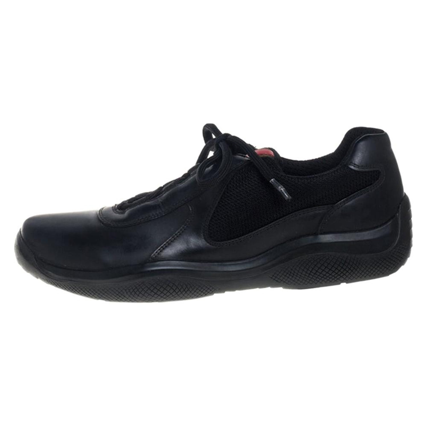 Prada Sport Black Leather And Fabric Low Top Sneakers Size 40 at 1stDibs