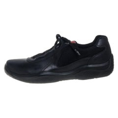 Prada Sport Black Leather And Fabric Low Top Sneakers Size 40