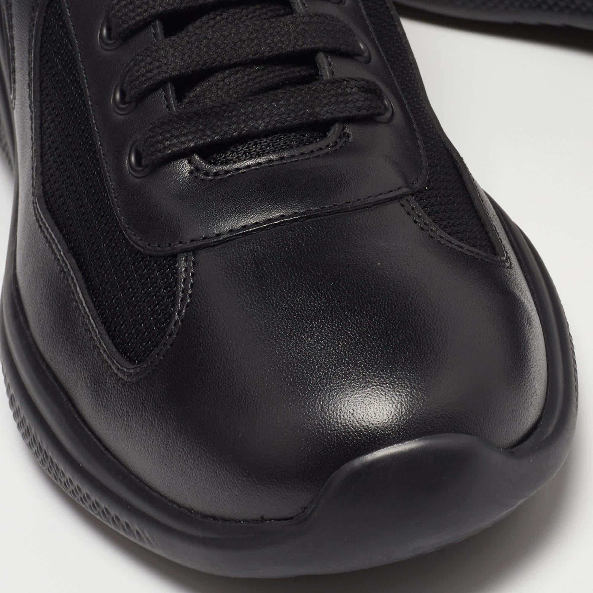 Prada Sport Black Leather and Mesh America's Cup Lace Up Sneakers Size 44 1/3 3