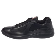 Prada Sport Black Leather and Mesh America's Cup Lace Up Sneakers Size 44 1/3
