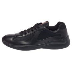 Prada Sport - Baskets à lacets en cuir et maille noires « America's Cup », taille 44 1/3