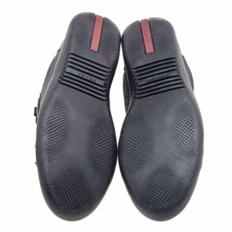 Prada Sport Black Leather And Nylon Low Top Sneakers Size 39.5 For Sale 3