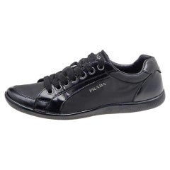 Used Prada Sport Black Leather And Nylon Low Top Sneakers Size 39.5