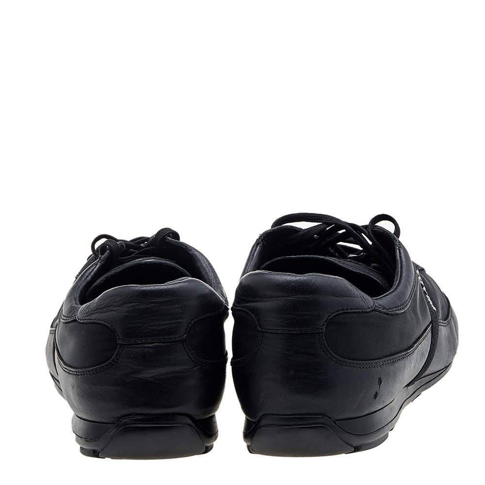 Prada Sport Black Leather And Nylon Low Top Sneakers Size 44 For Sale 2