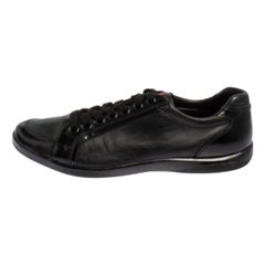 Prada Sport Black Leather And Patent Lace Up Sneakers Size 41